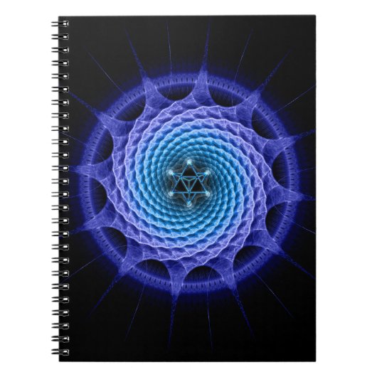 Merkaba Spiral Mandala Blue ( Fractal Geometry ) Notitieboek (Voorkant)