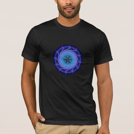 Merkaba Spiral Mandala Blue ( Fractal Geometry ) T-shirt (Voorkant)