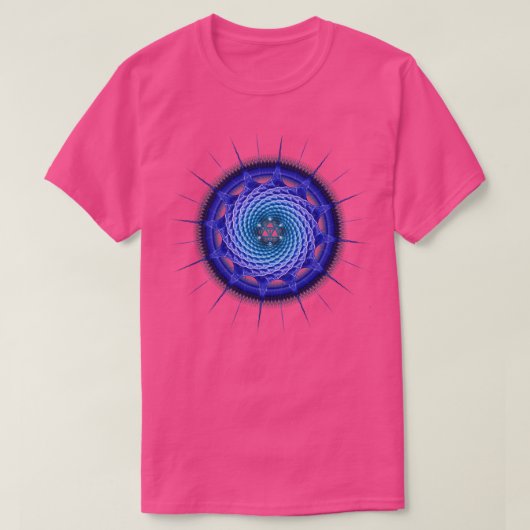 Merkaba Spiral Mandala Blue Fractal Geometry T-shirt (Design voorkant)