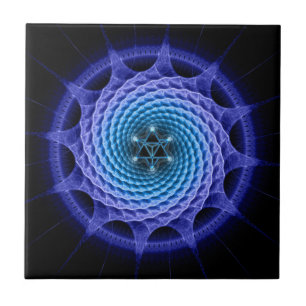 Merkaba Spiral Mandala Blue ( Fractal Geometry ) Tegeltje