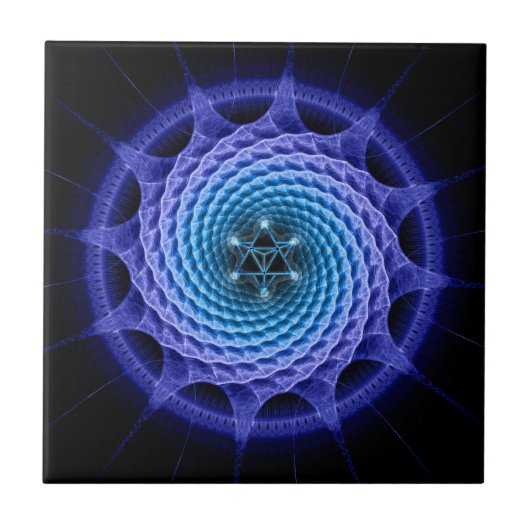 Merkaba Spiral Mandala Blue ( Fractal Geometry ) Tegeltje (Voorkant)