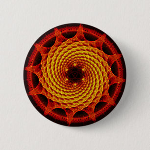 Merkaba Spiral Mandala Red (Fractal Geometry) Ronde Button 5,7 Cm