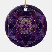 Merkabah in de bloem van het leven - Geometrie met Keramisch Ornament (Achterkant)