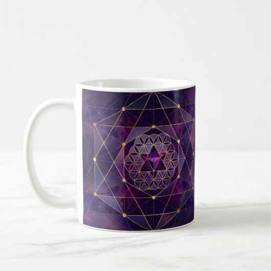 Merkabah in de bloem van het leven - Geometrie met Koffiemok (Links)