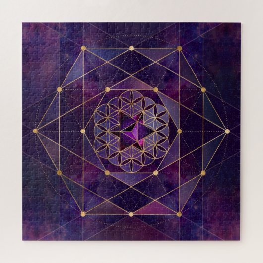 Merkabah in de bloem van het leven - Geometrie met Legpuzzel (Horizontaal)