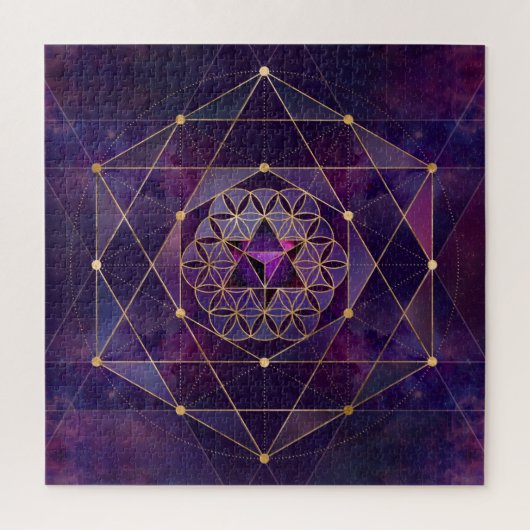 Merkabah in de bloem van het leven - Geometrie met Legpuzzel (Verticaal)