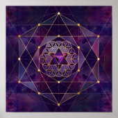 Merkabah in de bloem van het leven - Geometrie met Poster (Voorkant)