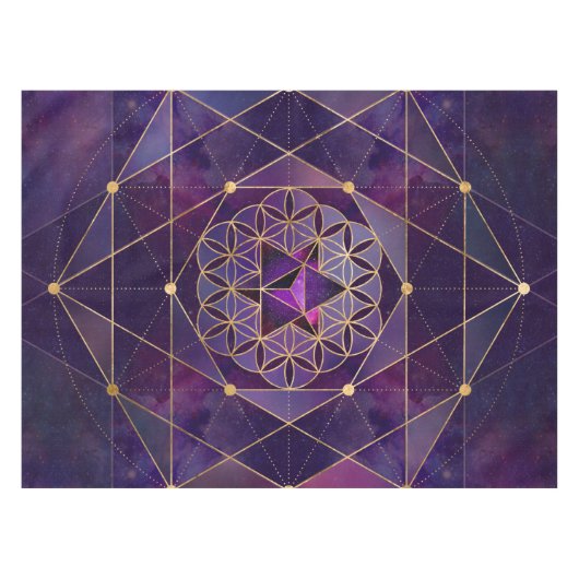 Merkabah in de bloem van het leven - Geometrie met Tafelkleed (Voorkant (Horizontaal))