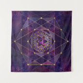 Merkabah in de bloem van het leven - Geometrie met Wandkleed (Voorkant (horizontaal))