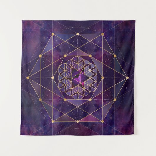 Merkabah in de bloem van het leven - Geometrie met Wandkleed (Voorkant (horizontaal))