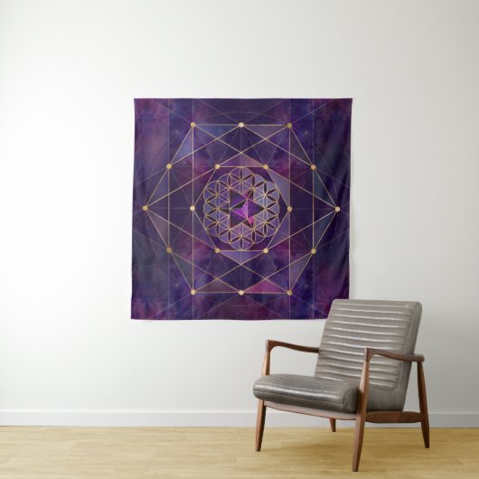 Merkabah in de bloem van het leven - Geometrie met Wandkleed (In Situ (horizontaal))