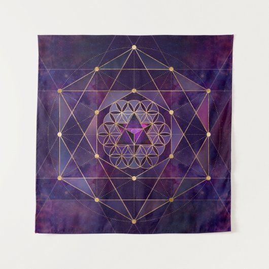 Merkabah in de bloem van het leven - Geometrie met Wandkleed (Voorkant)