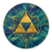 Merkabah in de bloem van het leven keramische knop (Voorkant)