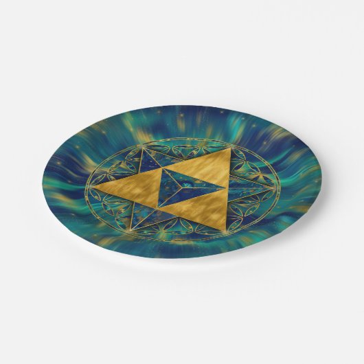 Merkabah in de bloem van het leven papieren bordje (Gekanteld)