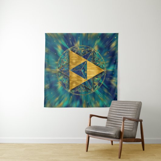 Merkabah in de bloem van het leven wandkleed (In Situ (horizontaal))