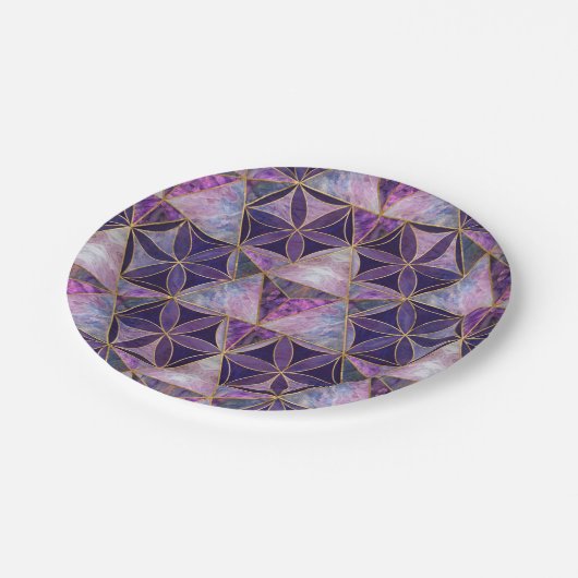 Merkabah over het levenspatroon papieren bordje (Gekanteld)