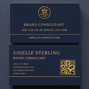 Merkadviseur Blauw Goud Logo QR-code Visitekaartje