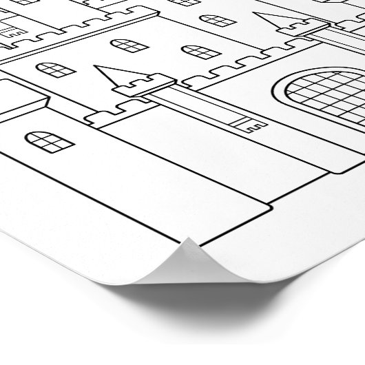 Merkbare middeleeuwse Royal Castle Colour Page Poster (Hoek)