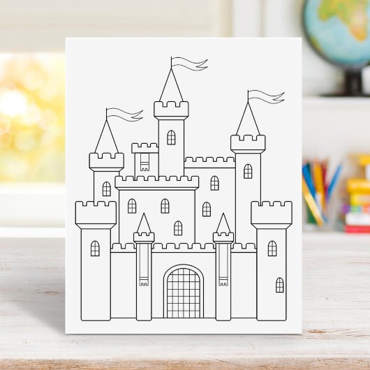 Merkbare middeleeuwse Royal Castle Colour Page Rubberstempel
