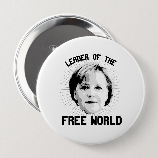 Merkel is leider van de vrije wereld - - ronde button 4,0 cm (Voorkant /achterkant)