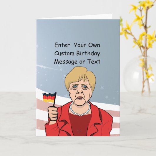 Merkel met Duitse vlag - Kaart (Gele Bloem)