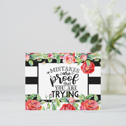 Merkfouten zijn een bewijs dat je rode rozen roekt briefkaart (Staand voorkant)