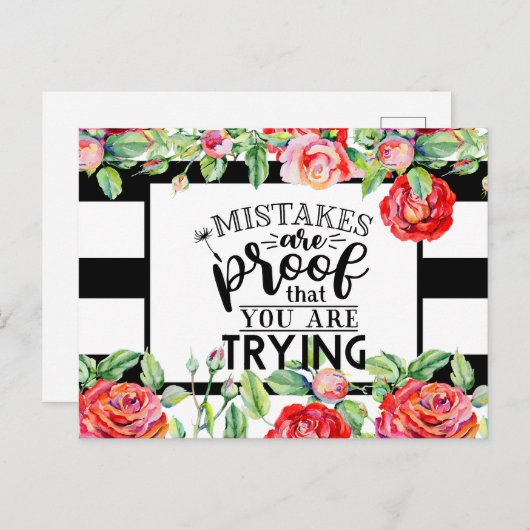 Merkfouten zijn een bewijs dat je rode rozen roekt briefkaart (Voorkant / Achterkant)