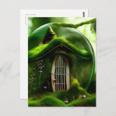 Merkhuis in een glazen orb in het mossy bos briefkaart (Voorkant / Achterkant)