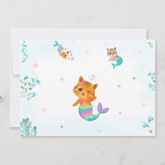 Merkitten verjaardagsuitnodiging Meisje foto Magis Kaart (Achterkant)