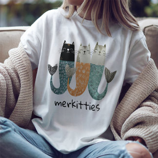 Merkitties Schattige Cat Zeemeermin T-shirt