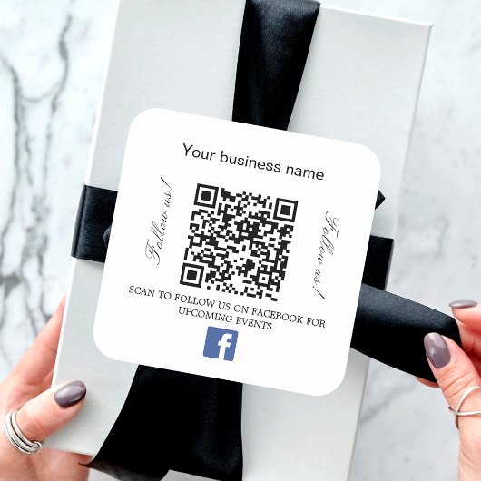 Merkkleur bedrijfsnaam qr code Facebook Vierkante Sticker