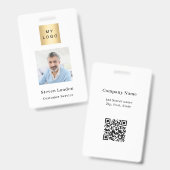 Merkkleur foto naam QR-code bedrijfslogo Badge (Voor- en achterkant)