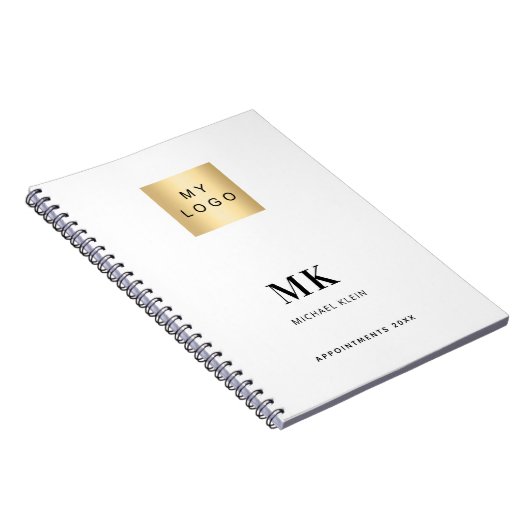 Merkkleur monogram initiaal bedrijf notitieboek (Rechterzijde)