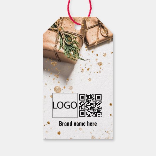 Merklogo qr-code Kerstcadeautag promotie Cadeaulabel (Achterkant)