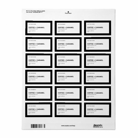 Merkmerk en modern, minimaal bewerkbaar kleurenpro etiket (Full Sheet)