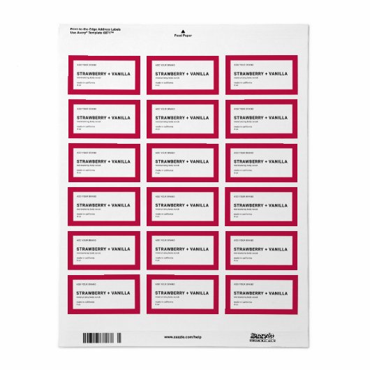 Merkmerk en modern, minimaal bewerkbaar kleurenpro etiket (Full Sheet)