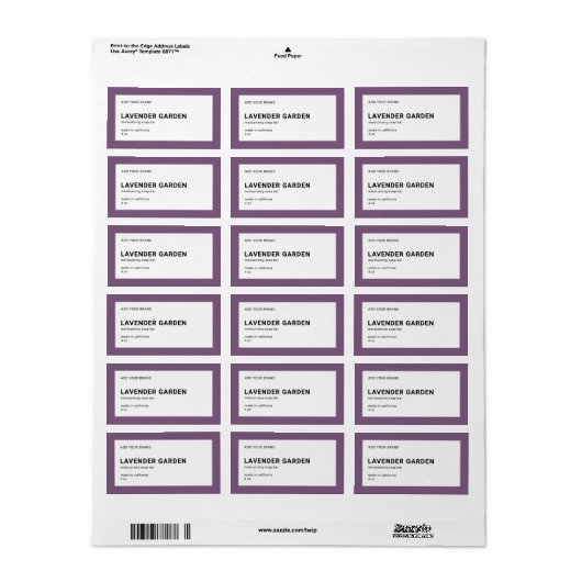 Merkmerk en modern, minimaal bewerkbaar kleurenpro etiket (Full Sheet)