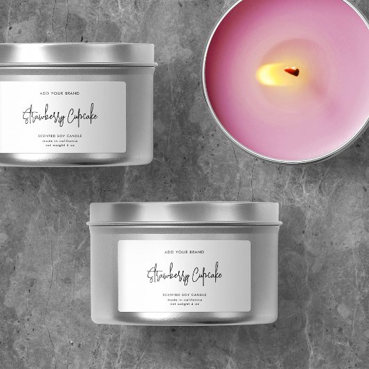 Merkmerk en modern script toevoegen Minimalistisch Etiket