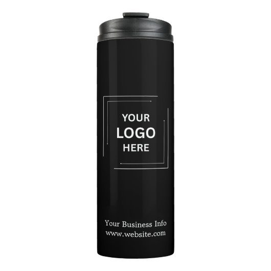 Merknaam Black Custom Corporate Business Logo Thermosbeker (Voorkant)
