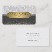 Merknaam met metalen gouden label met strepen (Voorkant / Achterkant)