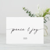 Merknaam Modern Peace & Joy Holiday Christmas Kaar Bedankkaart (Staand voorkant)