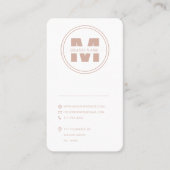Merknaam Monogram Blush en Witte QR Code Visitekaartje (Voorkant)