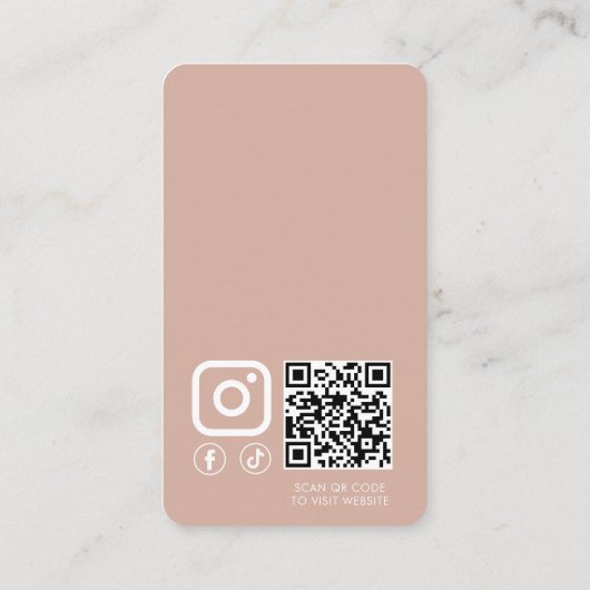 Merknaam Monogram Blush en Witte QR Code Visitekaartje (Achterkant)