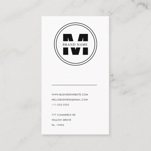 Merknaam Monogram Minimalistische QR-code Visitekaartje (Voorkant)