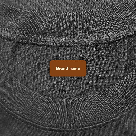 Merknaam op label met etiket met handdoek in bruin