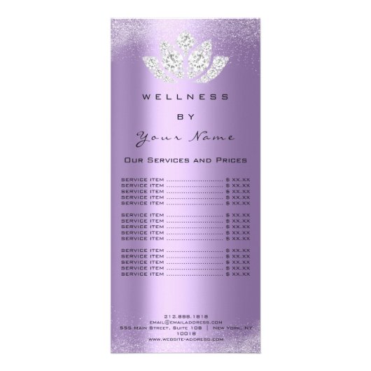 Merkprijslijst Lotus Paarse Spark Sand Diamond Reclamekaart (Voorkant)