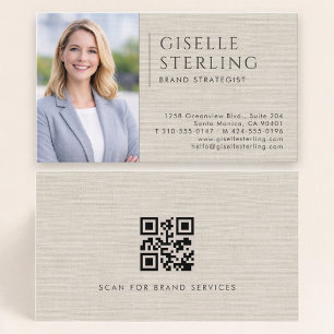 Merkstrateeg Linen Foto QR-code Visitekaartje