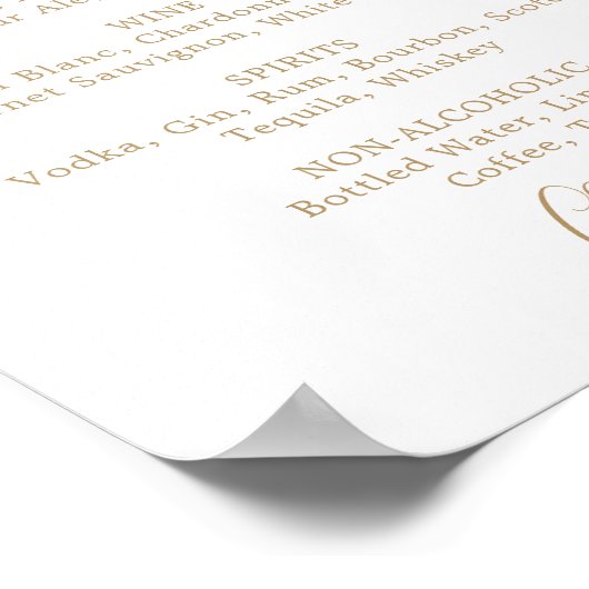 Merkteken voor het menu Minimalistisch Gold Weddin Poster (Hoek)