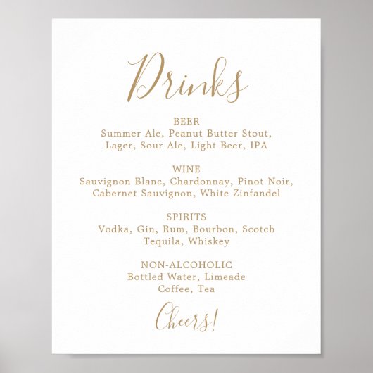 Merkteken voor het menu Minimalistisch Gold Weddin Poster (Voorkant)