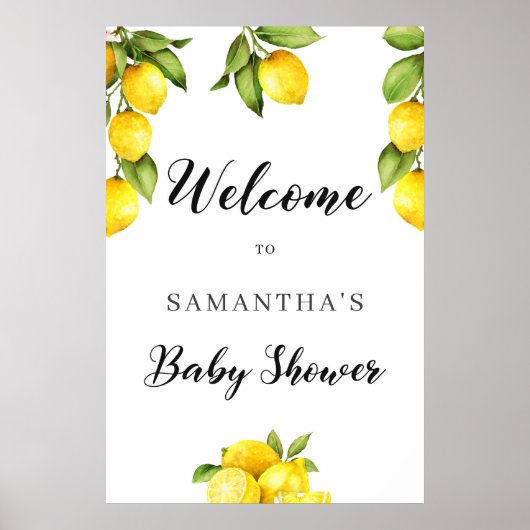Merkteken voor zomercitroen baby shower poster (Voorkant)